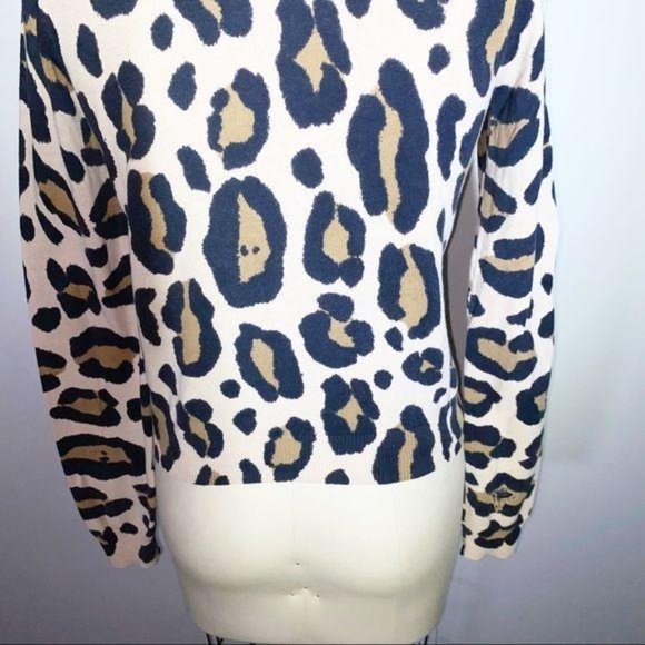 H&M Divided Grungy Destroyed Chunky Leopard Print Knit Cardigan - Size 8… - Picture 5 of 14